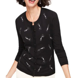 Talbots Womens LP Champagne Charming  Embellished Cardigan